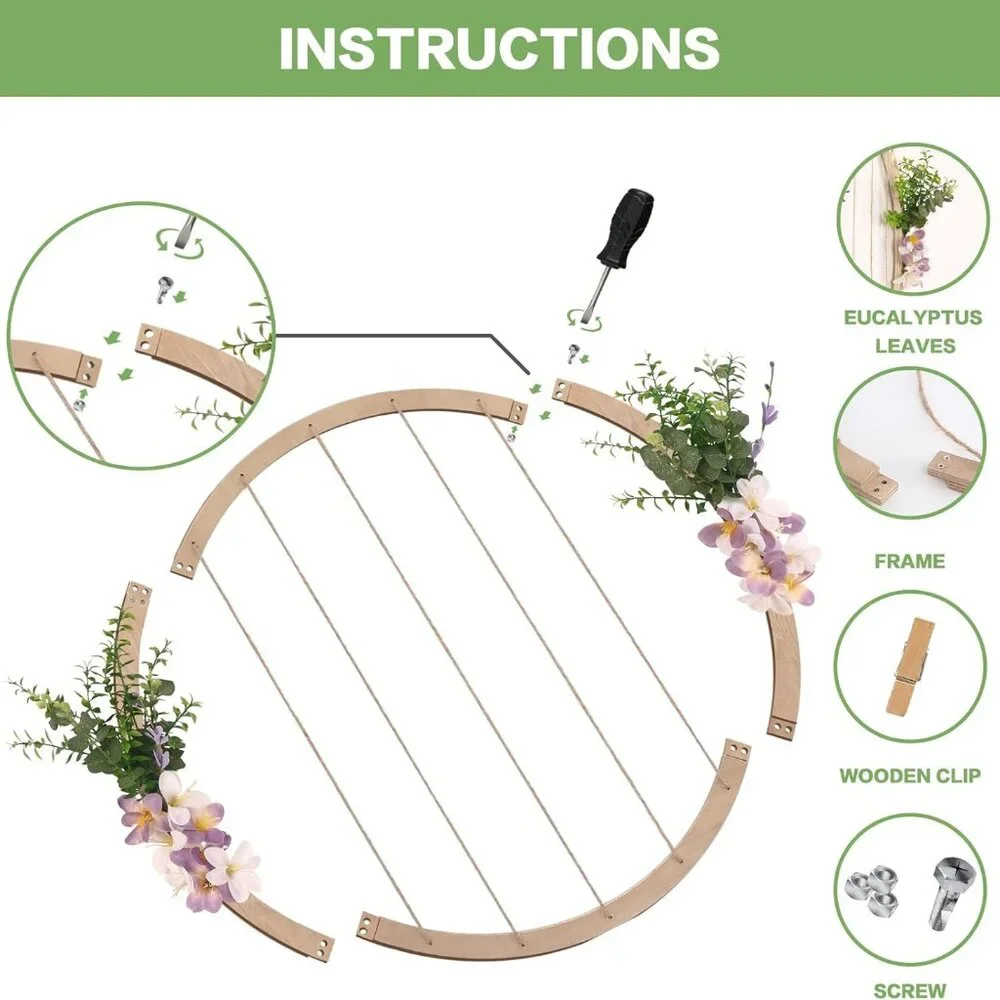 3 Lrg. Round Wooden Picture Frames, 1 White Carnation, 2 Eucalyptus and Lavender